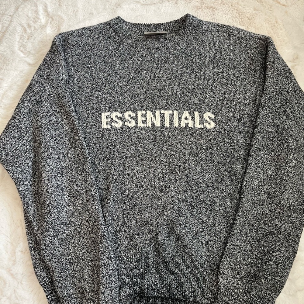 Essentials Grey Melange Knit Crewneck